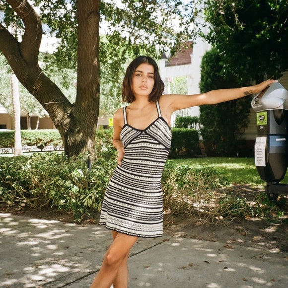 STRIPED RUSTIC KNIT DRESS - Picture 1 of 2